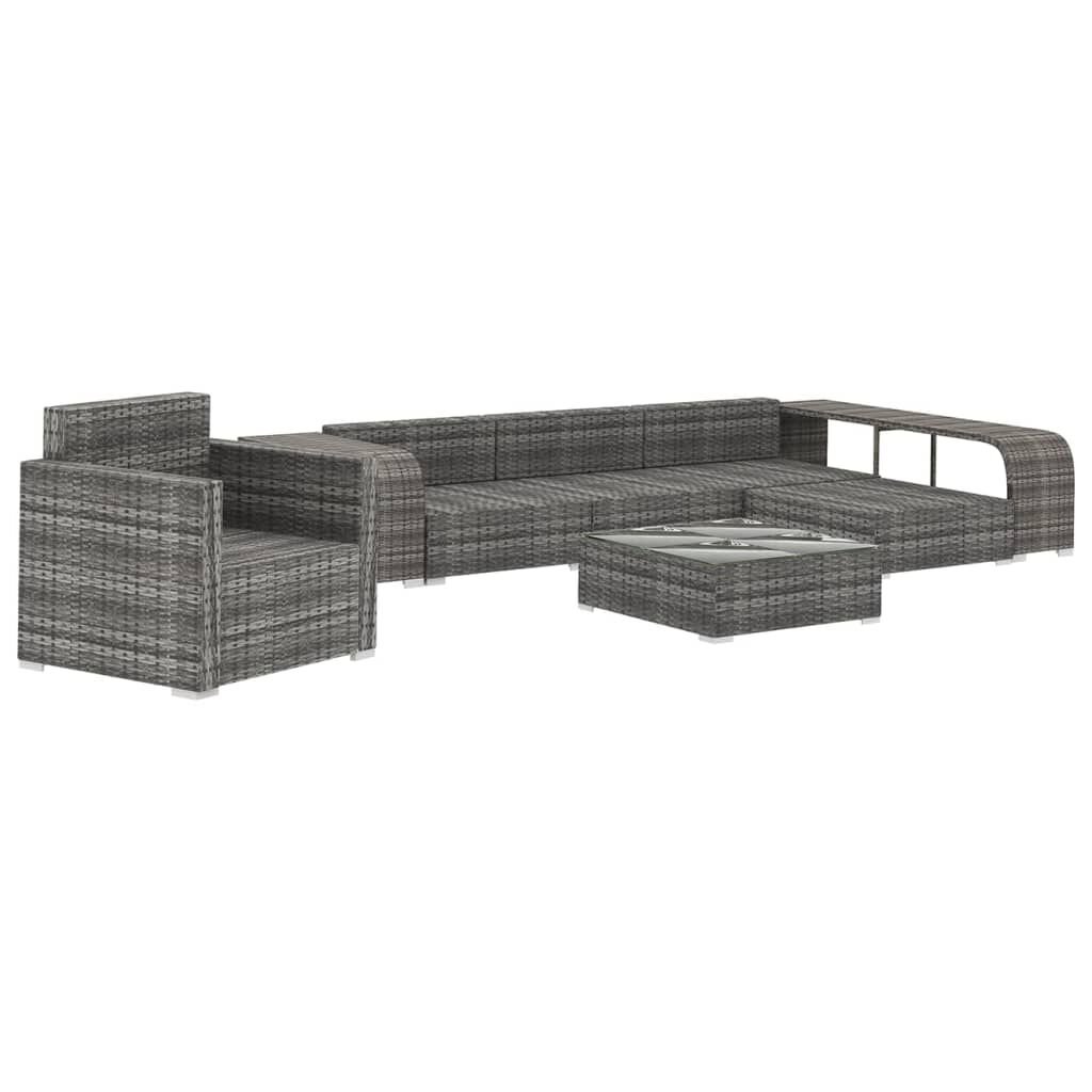 vidaXL 8 Piece Garden Lounge Set with Cushions Poly Rattan Grey