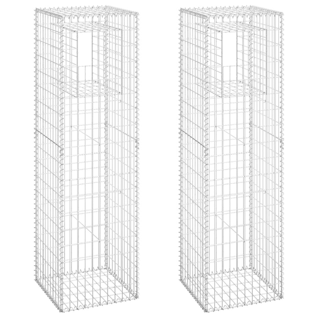 vidaXL Gabion Basket Posts 2 pcs 50x50x180 cm Iron