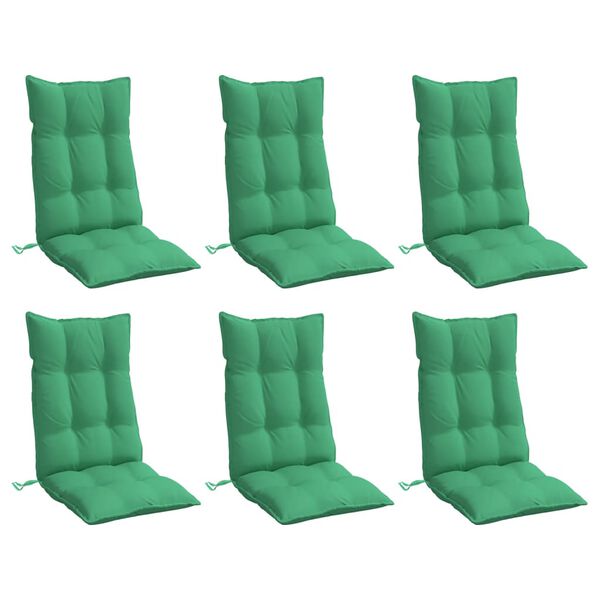 vidaXL Highback Chair Cushions 6 pcs Green Oxford Fabric