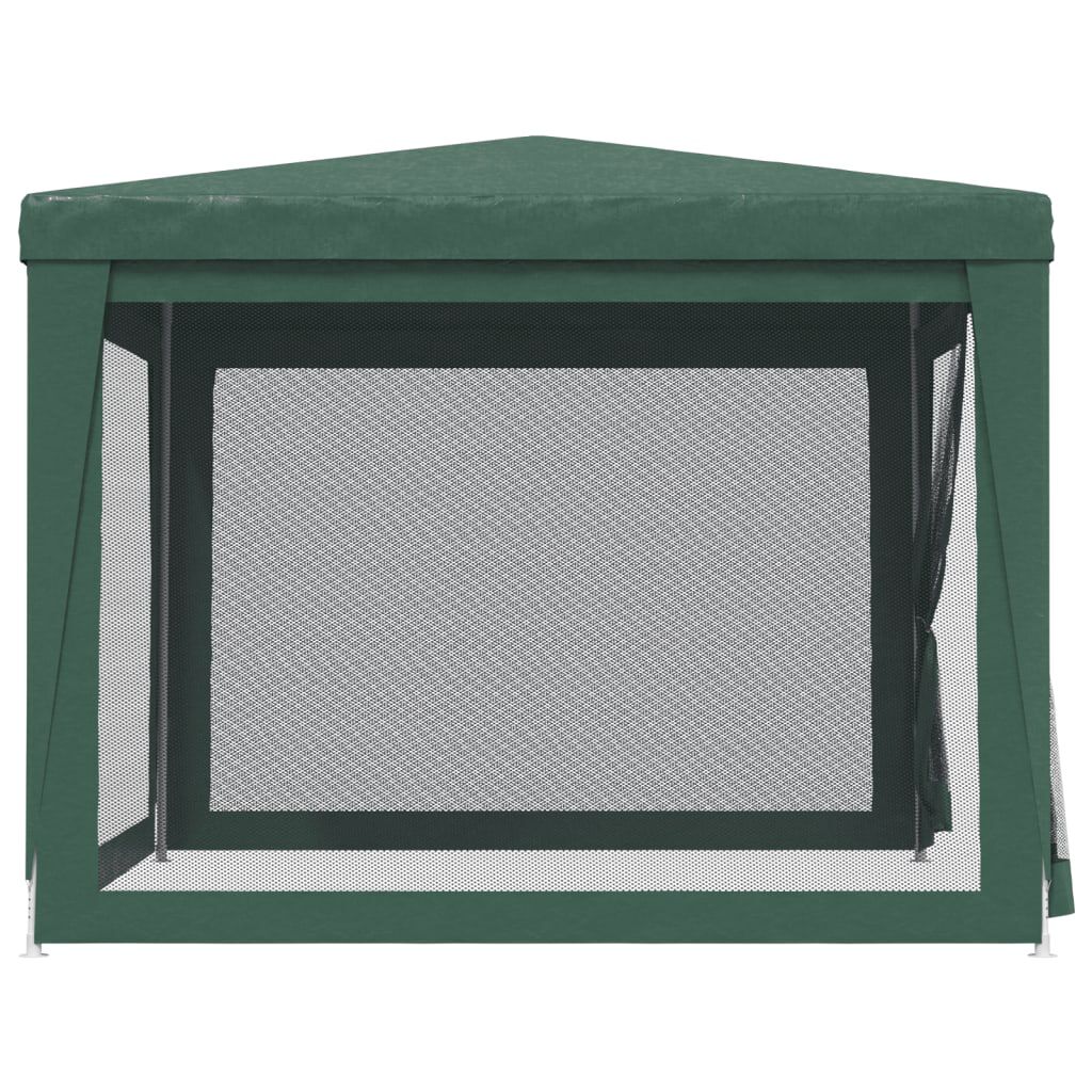 vidaXL Party Tent with 4 Mesh Sidewalls Green 3x3 m HDPE