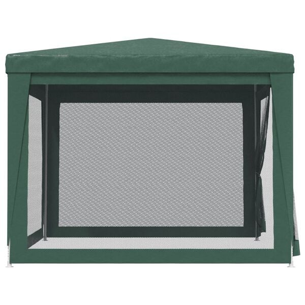 vidaXL Party Tent with 4 Mesh Sidewalls Green 3x3 m HDPE