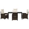 vidaXL Garden Dining Set with Cushion 5 pcs Brown Poly Rattan