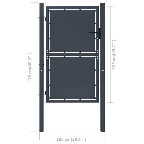 vidaXL Garden Gate Steel 100x125 cm Anthracite