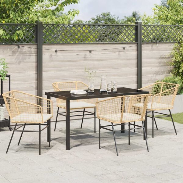 vidaXL Garden Dining Set 5 pcs Brown Poly Rattan