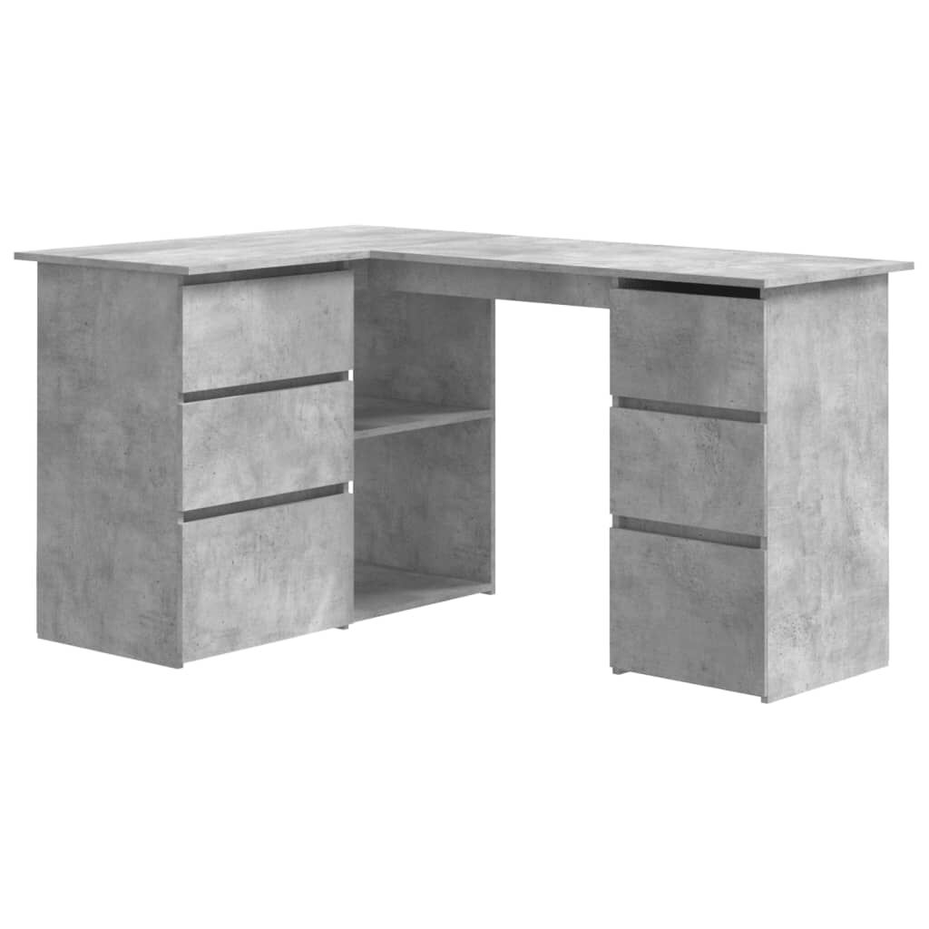 vidaXL Corner Desk Concrete Grey 145x100x76 cm Engineered Wood