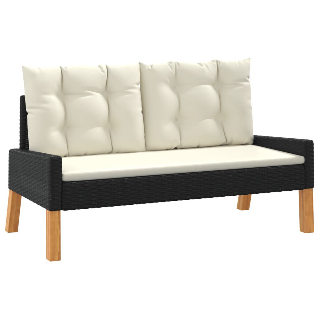 vidaXL 4 Piece Garden Lounge Set with Cushions Poly Rattan&Solid Wood