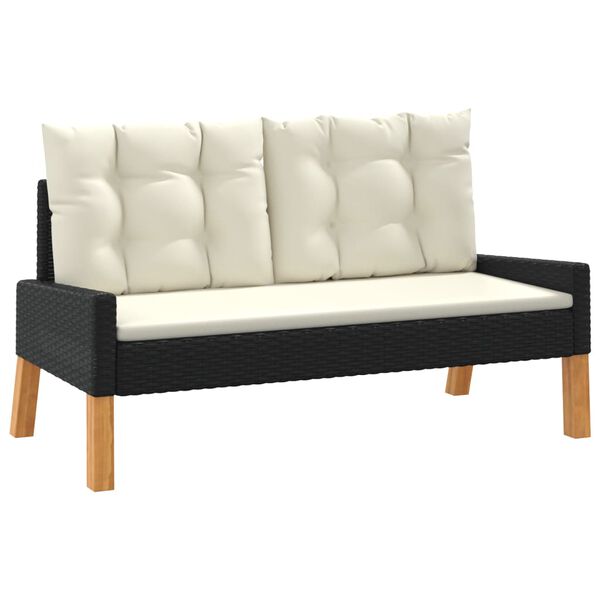 vidaXL 4 Piece Garden Lounge Set with Cushions Poly Rattan&Solid Wood