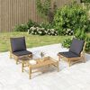 vidaXL Garden Chairs 2 pcs with Dark Grey Cushions Bamboo