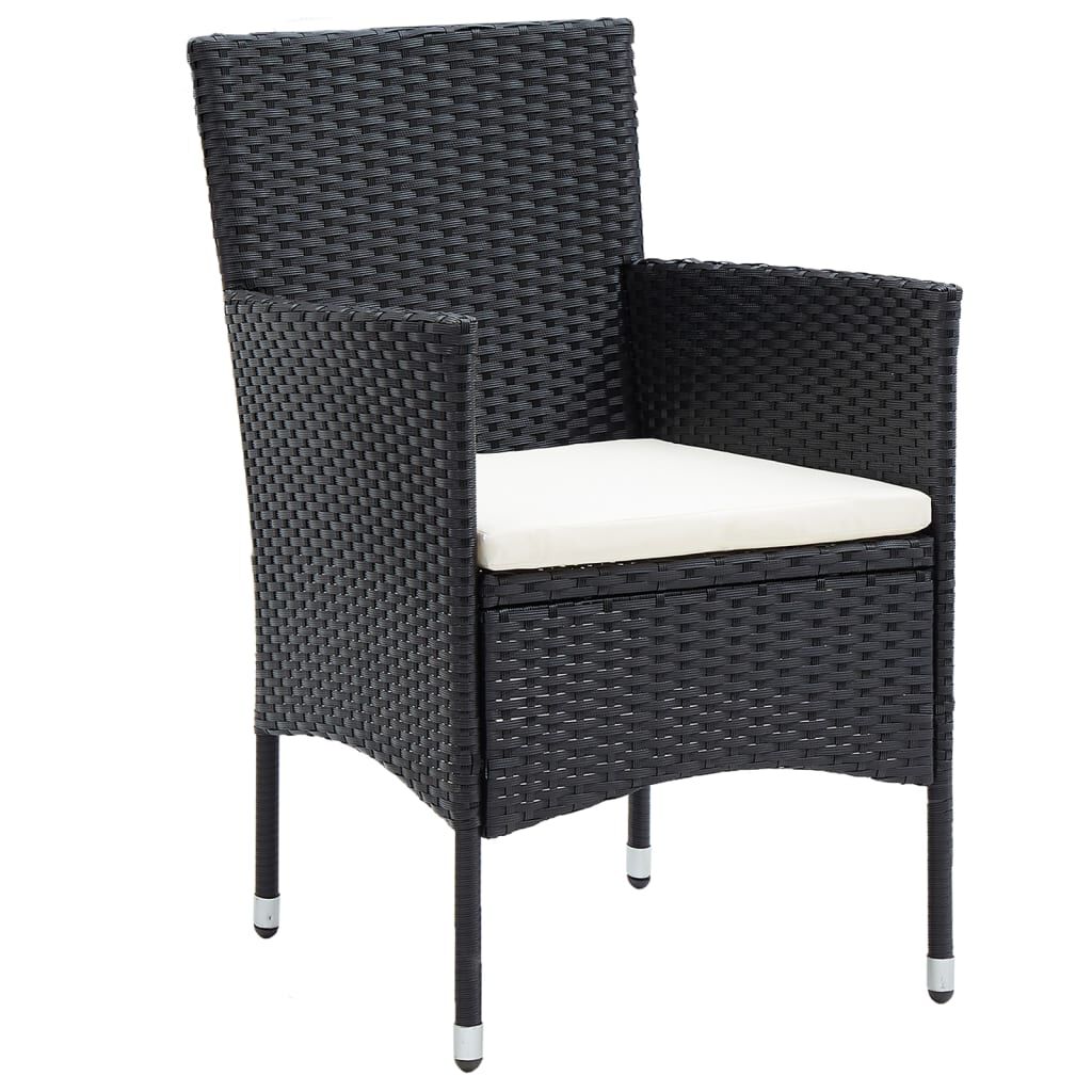 vidaXL 5 Piece Garden Bistro Set Poly Rattan & Solid Acacia Wood Black