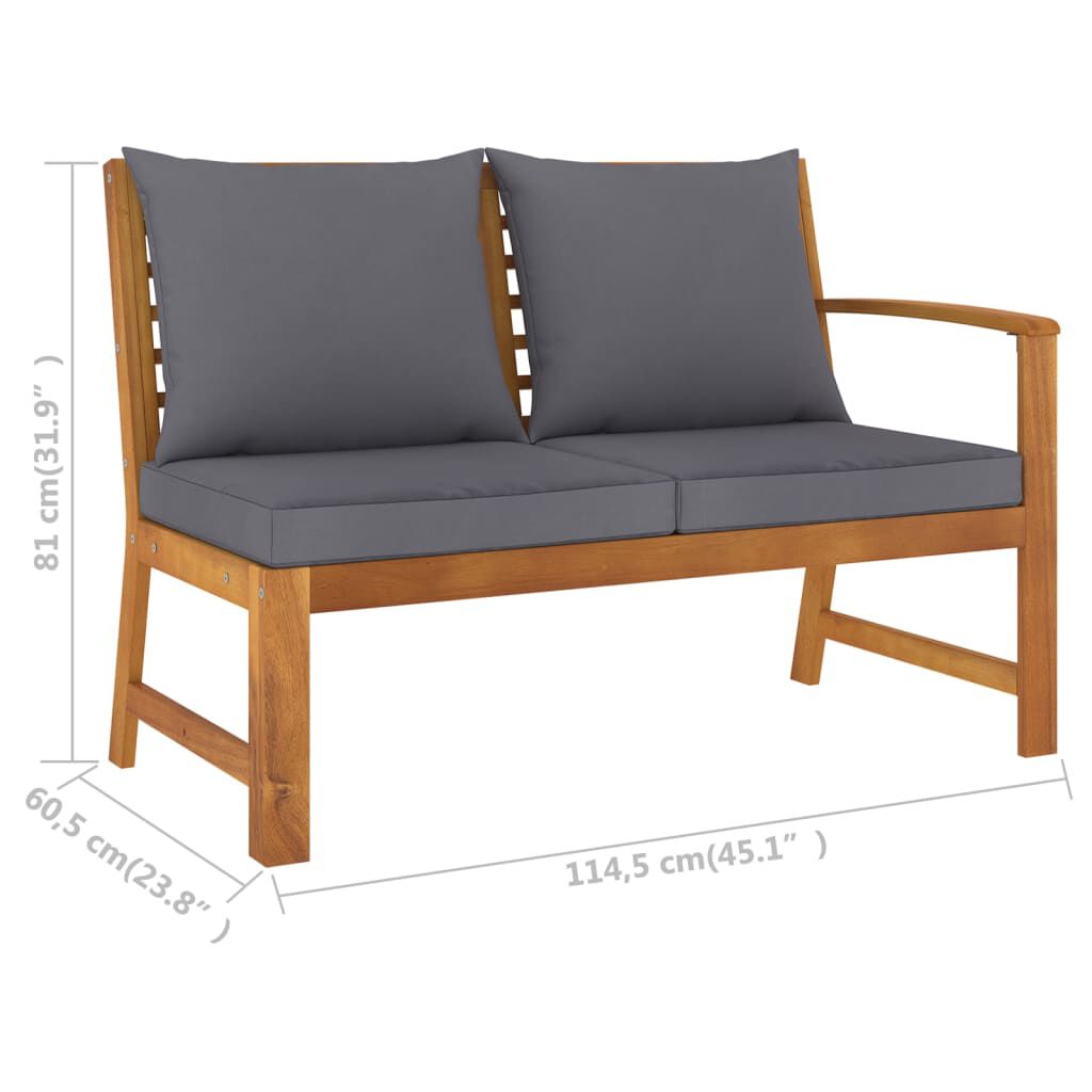 vidaXL 5 Piece Garden Lounge Set with Cushion Solid Acacia Wood