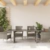 vidaXL Garden Table with Glass Top Grey 190x80x74 cm Poly Rattan