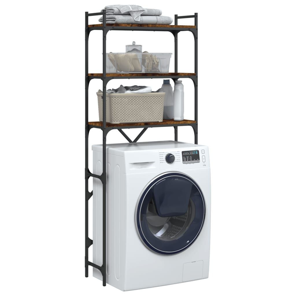 vidaXL Washing Machine Shelf Smoked Oak 67x25x163 cm Engineered Wood