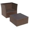 vidaXL Garden Chair with Stool Poly Rattan Brown