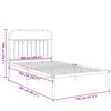 vidaXL Metal Bed Frame without Mattress with Headboard White 100x200cm