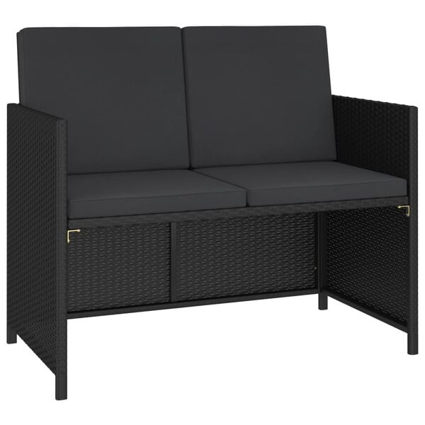 vidaXL 6 Piece Outdoor Dining Set with Cushions Poly Rattan Black