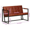vidaXL 2-Seater Sofa Brown Real Goat Leather