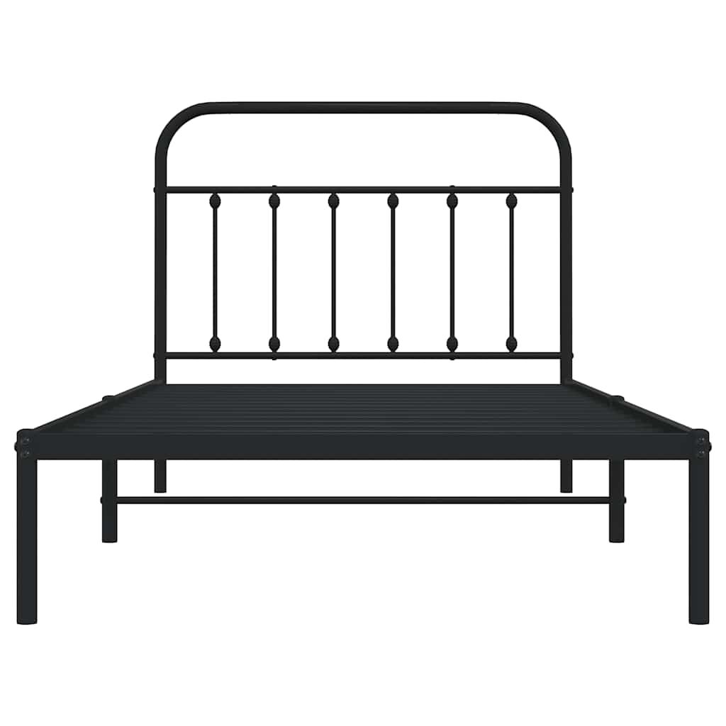vidaXL Metal Bed Frame without Mattress with Headboard Black 100x200cm