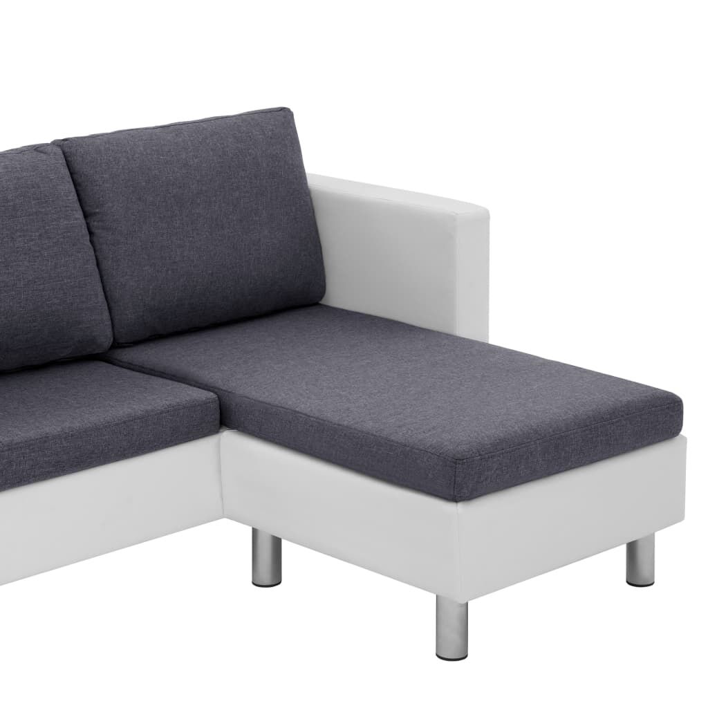 vidaXL 3-Seater Sofa with Cushions White Faux Leather