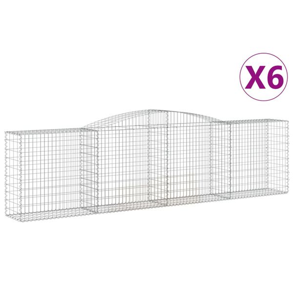 vidaXL Arched Gabion Baskets 6 pcs 400x50x100/120 cm Galvanised Iron