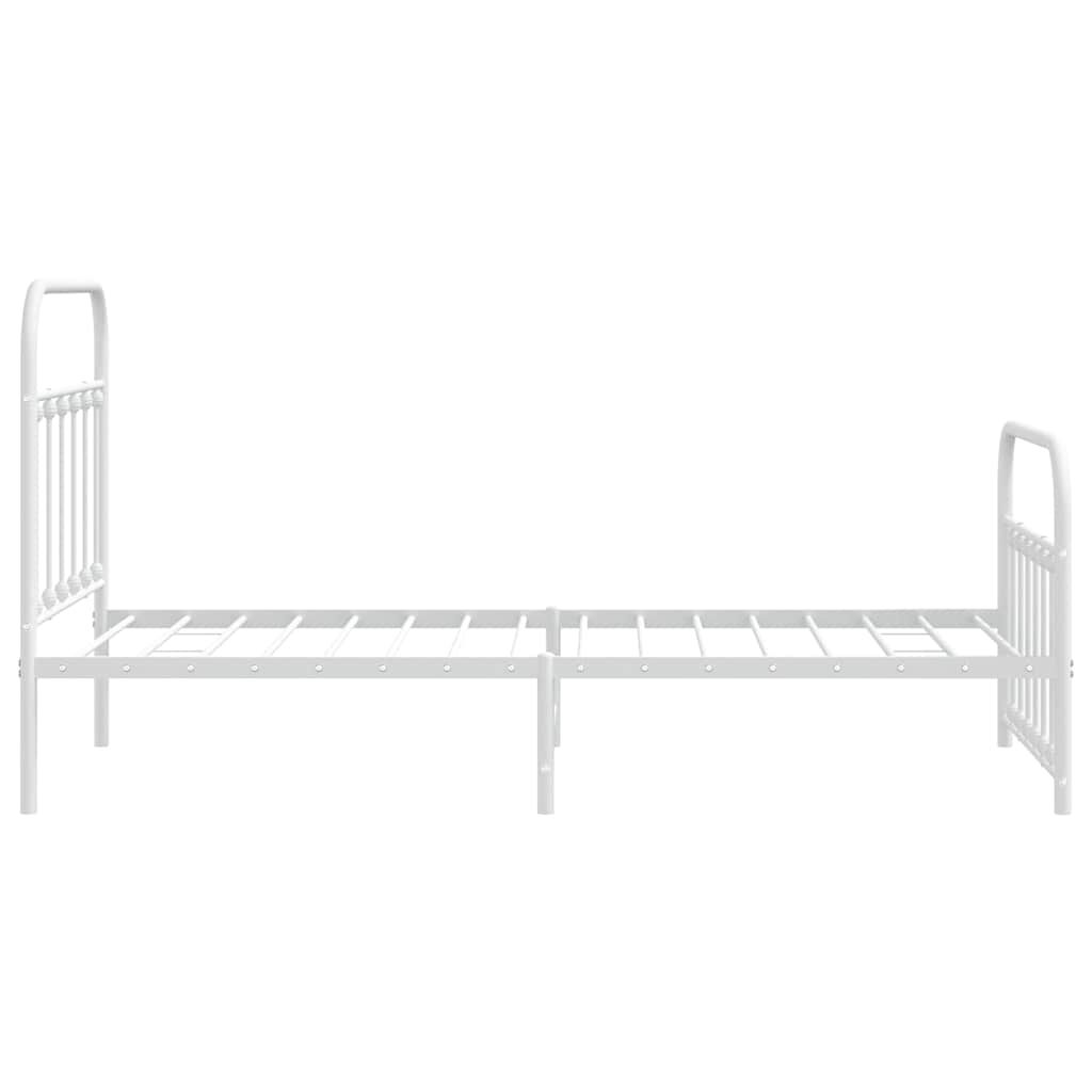 vidaXL Metal Bed Frame without Mattress with Footboard White 100x190cm