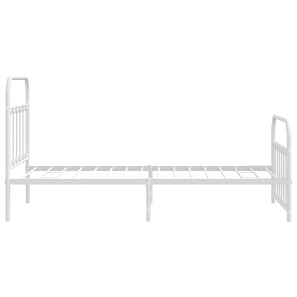 vidaXL Metal Bed Frame without Mattress with Footboard White 100x190cm
