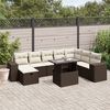 vidaXL 9 Piece Garden Sofa Set with Cushions Brown Poly Rattan