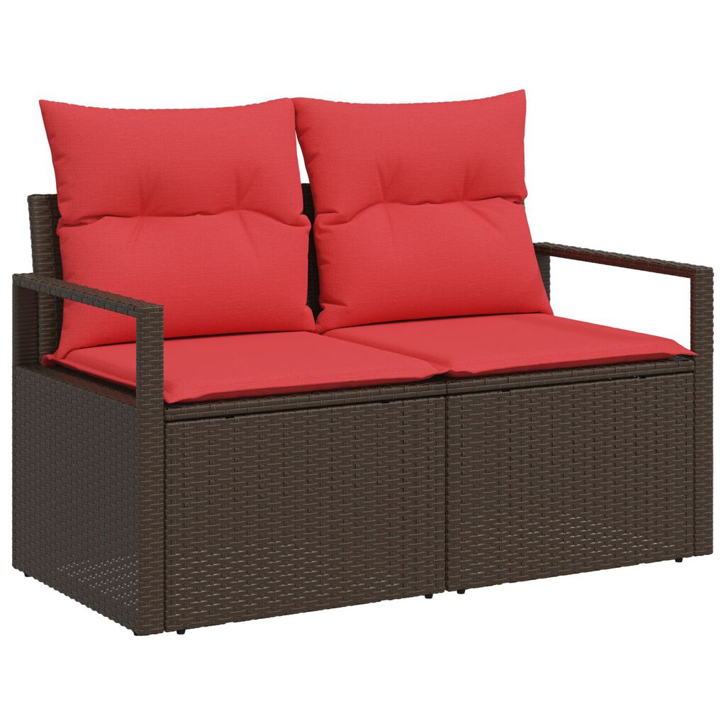 vidaXL 6 Piece Garden Sofa Set with Cushions Brown Poly Rattan