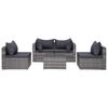 vidaXL 9 Piece Garden Lounge Set with Cushions Poly Rattan Grey
