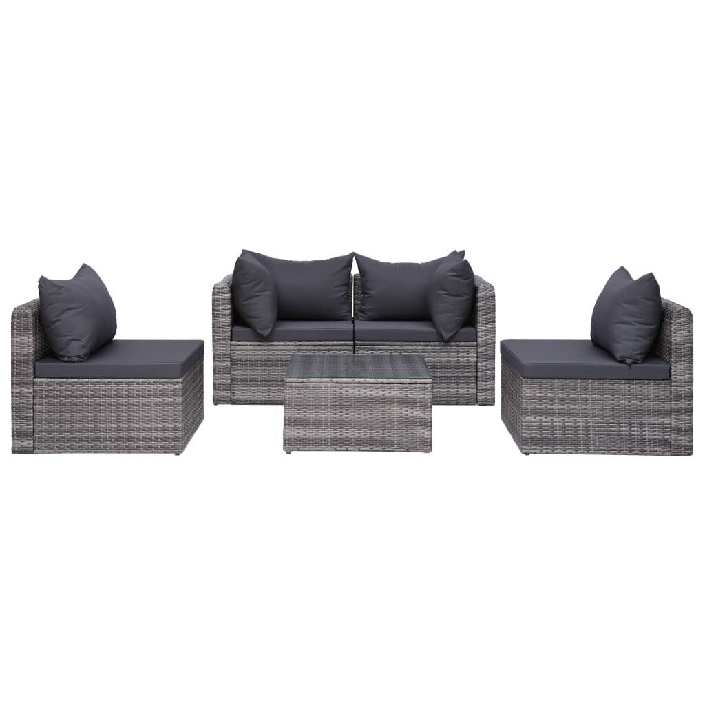 vidaXL 9 Piece Garden Lounge Set with Cushions Poly Rattan Grey