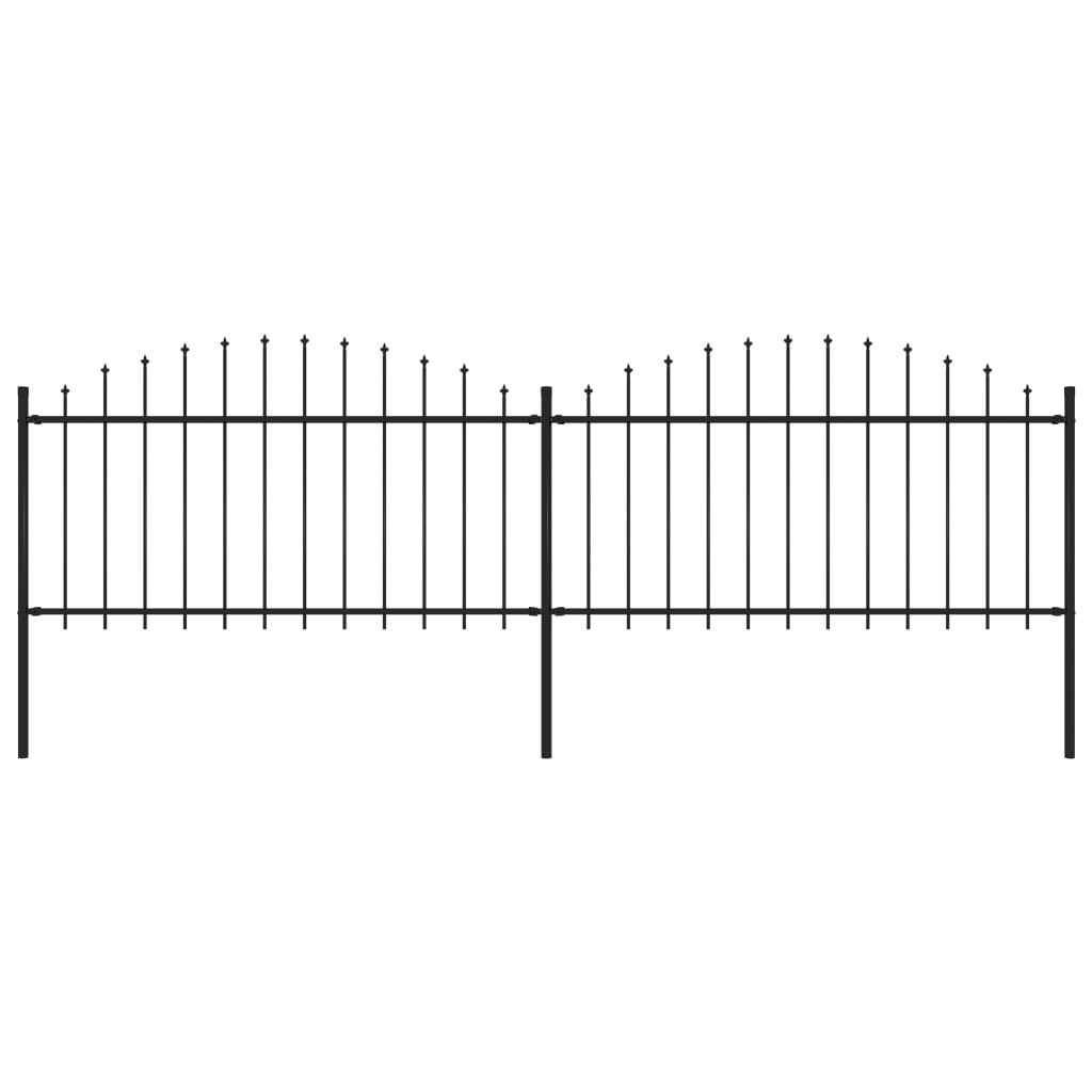 vidaXL Garden Fence with Spear Top Steel (1.25-1.5)x3.4 m Black