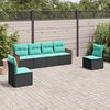 vidaXL 6 Piece Garden Sofa Set with Cushions Black Poly Rattan