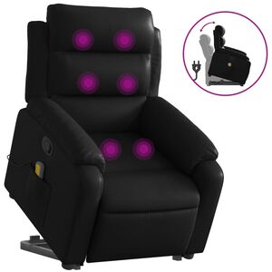 vidaXL Stand up Massage Recliner Chair Black Faux Leather