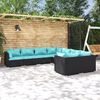 vidaXL 8 Piece Garden Lounge Set with Cushions Poly Rattan Black