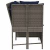vidaXL Garden Sofa with Cushions Grey Poly Rattan