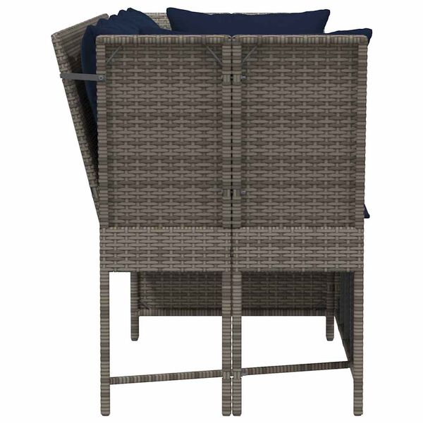 vidaXL Garden Sofa with Cushions Grey Poly Rattan