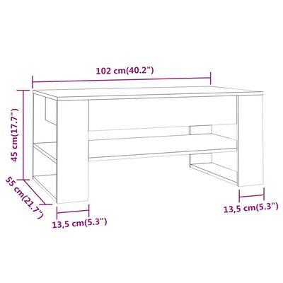 vidaXL Coffee Table Smoked Oak 102x55x45 cm Engineered Wood