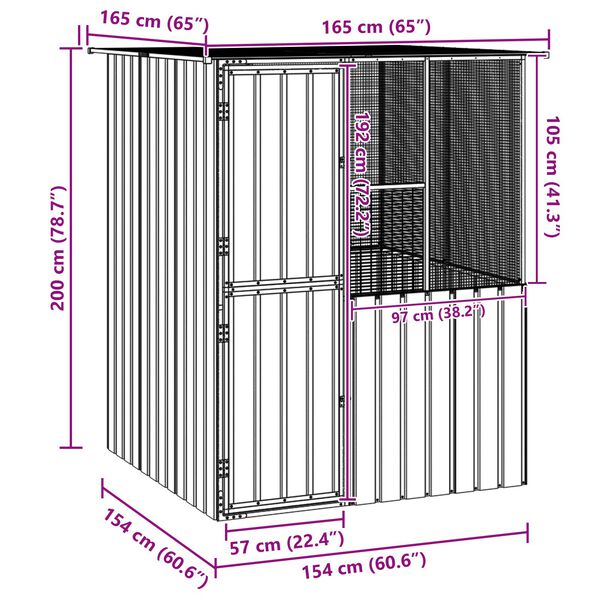 vidaXL Bird Cage Anthracite 215x78x200 cm Galvanised Steel