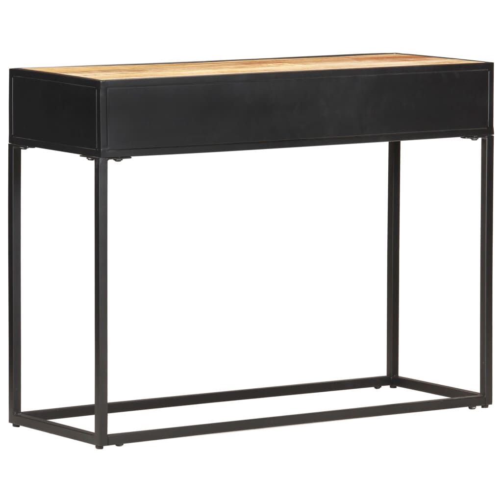 vidaXL Console Table 100x35x75 cm Rough Mango Wood and Natural Cane