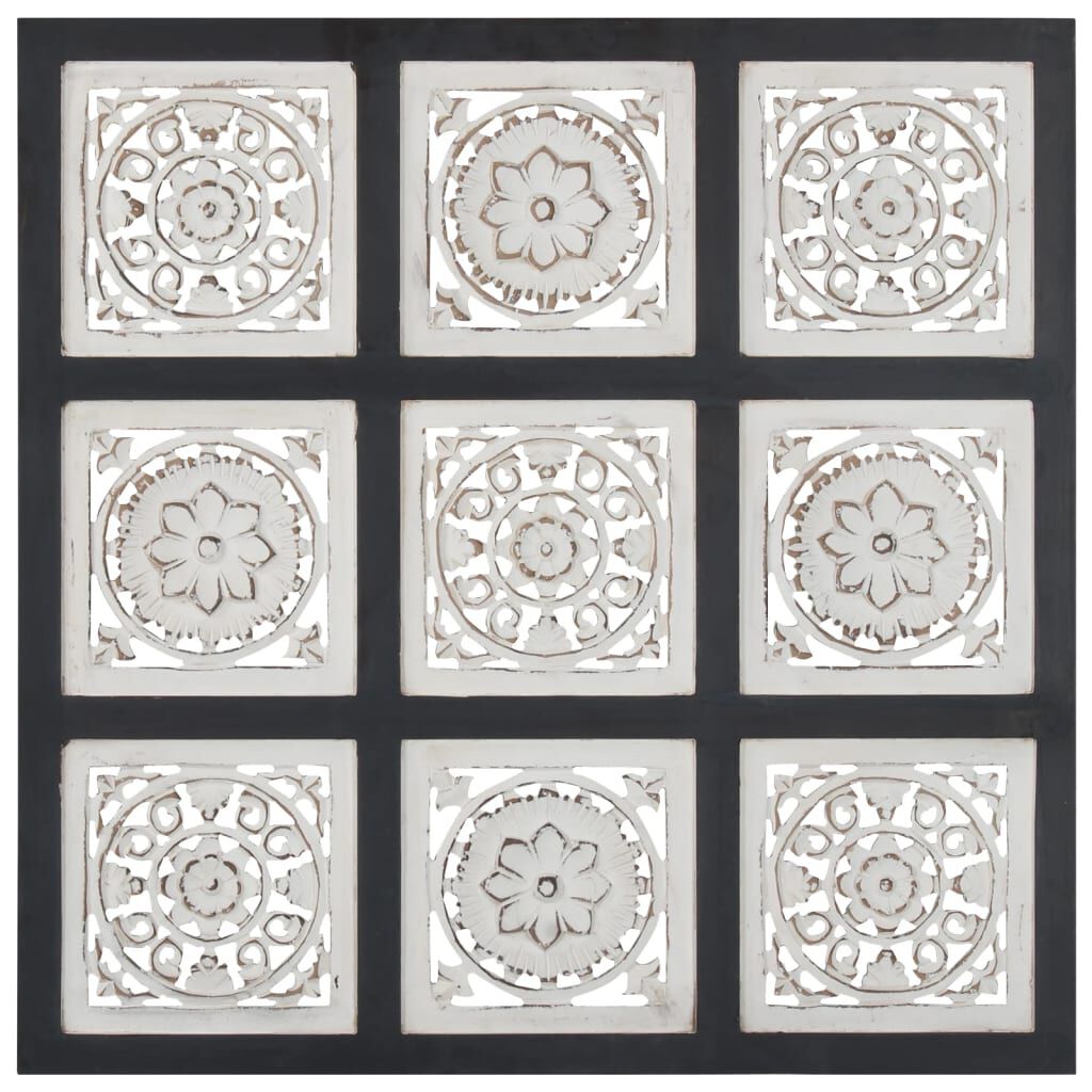 vidaXL Hand-Carved Wall Panel MDF 60x60x1.5 cm Black and White