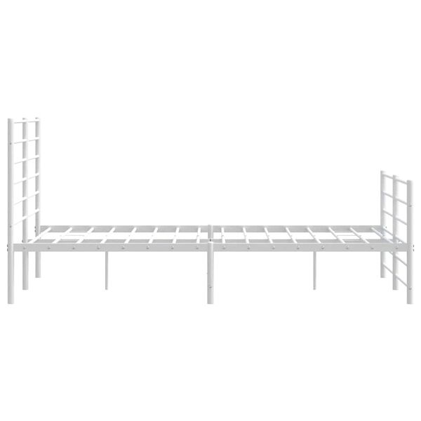 vidaXL Metal Bed Frame without Mattress with Footboard White 135x190cm