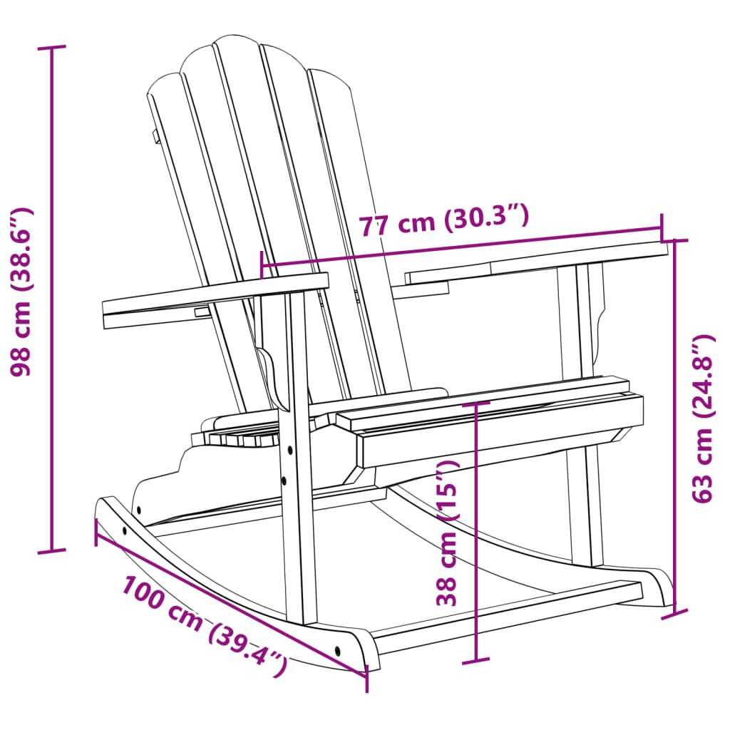 vidaXL Garden Adirondack Rocking Chair Solid Wood Teak