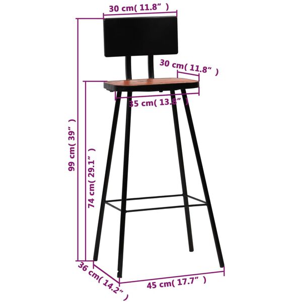 vidaXL Bar Chairs 4 pcs Solid Reclaimed Wood