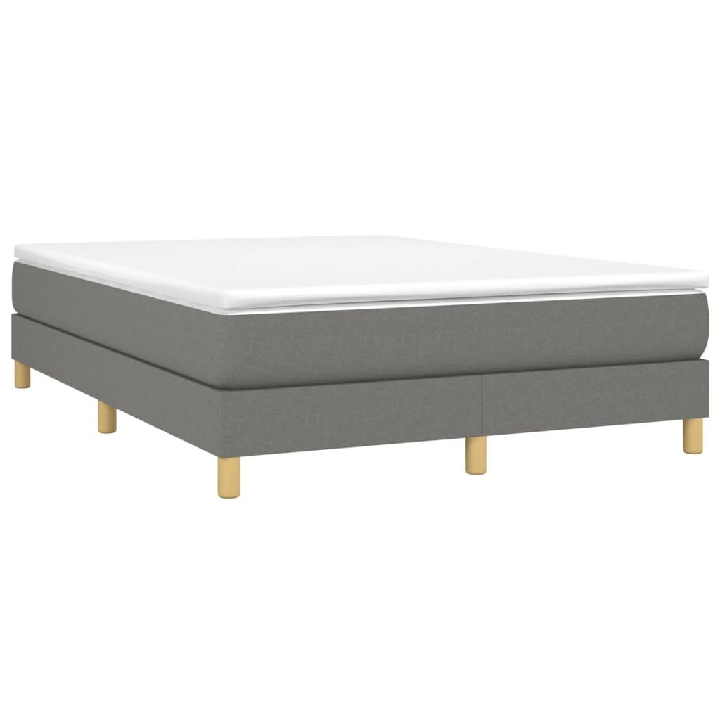 vidaXL Box Spring Bed with Mattress Dark Grey 153x203 cm Queen Size Fabric