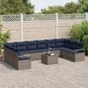 vidaXL Sofa Set with Cushion 11 pcs Grey Poly Rattan