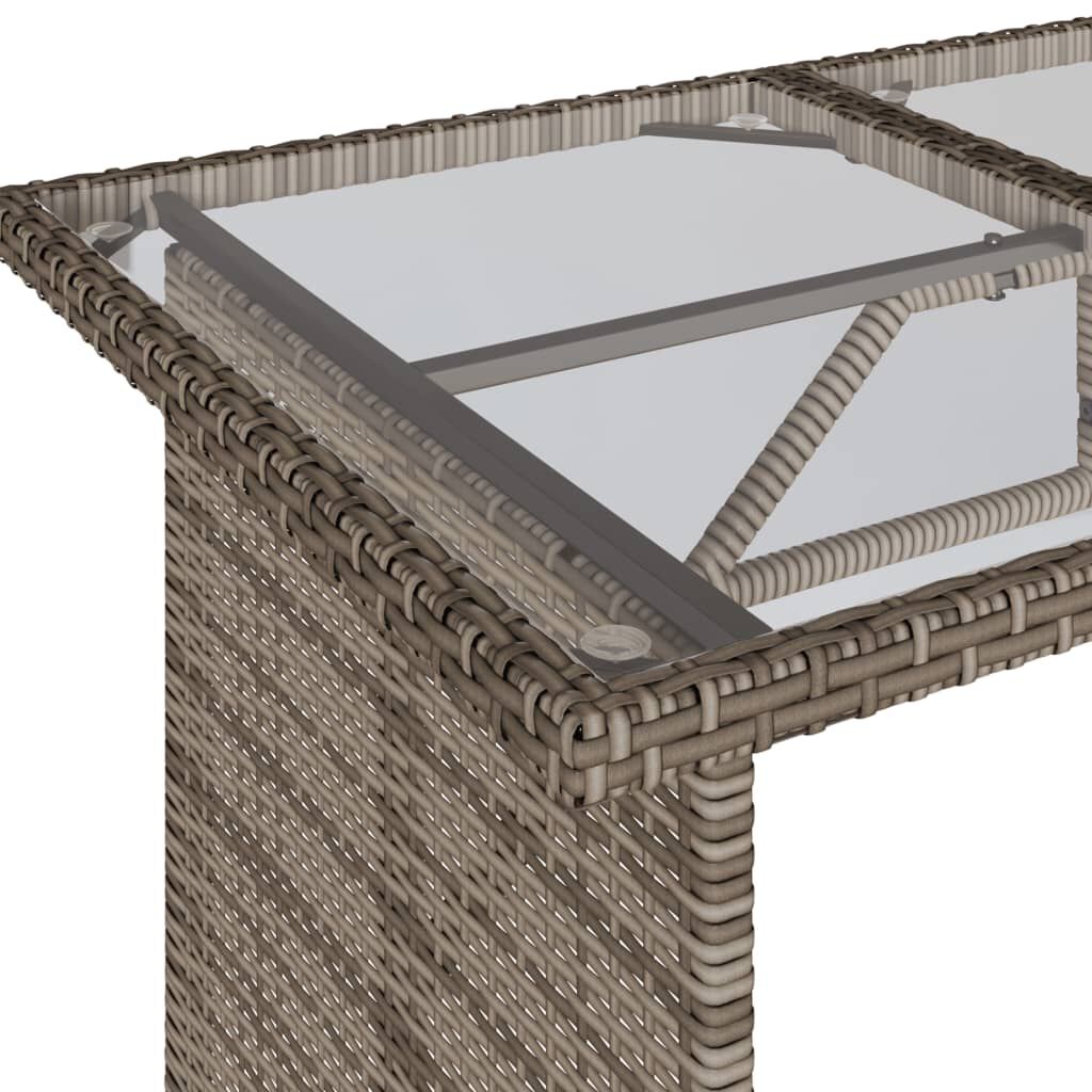 vidaXL Garden Table with Glass Top Grey 110x68x70 cm Poly Rattan