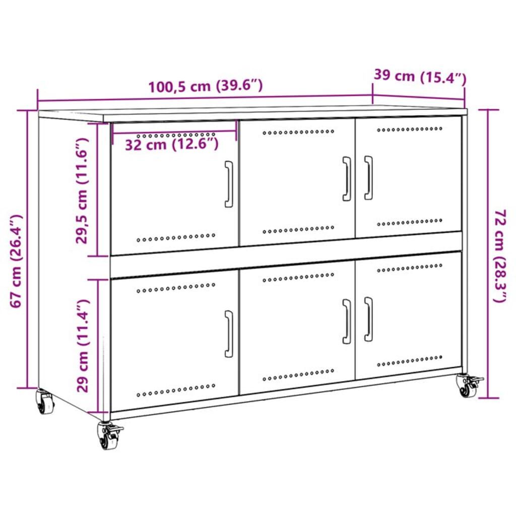 vidaXL Sideboard Black 100.5x39x72 cm Steel
