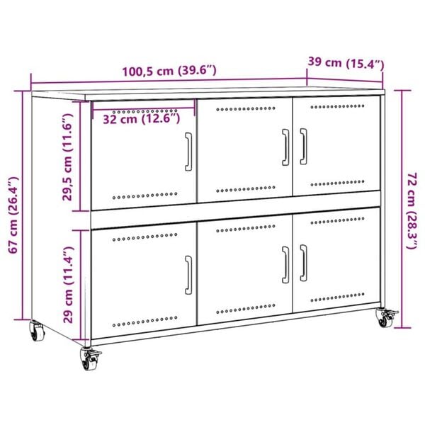 vidaXL Sideboard Black 100.5x39x72 cm Steel