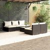 vidaXL 6 Piece Garden Lounge Set with Cushions Poly Rattan Black