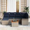vidaXL Garden Sofa Set with Cushion 7 pcs Grey Poly Rattan