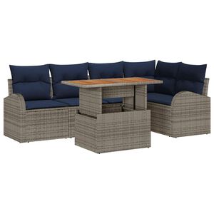 vidaXL Garden Sofa Set with Cushion 6 pcs Grey and navy blue